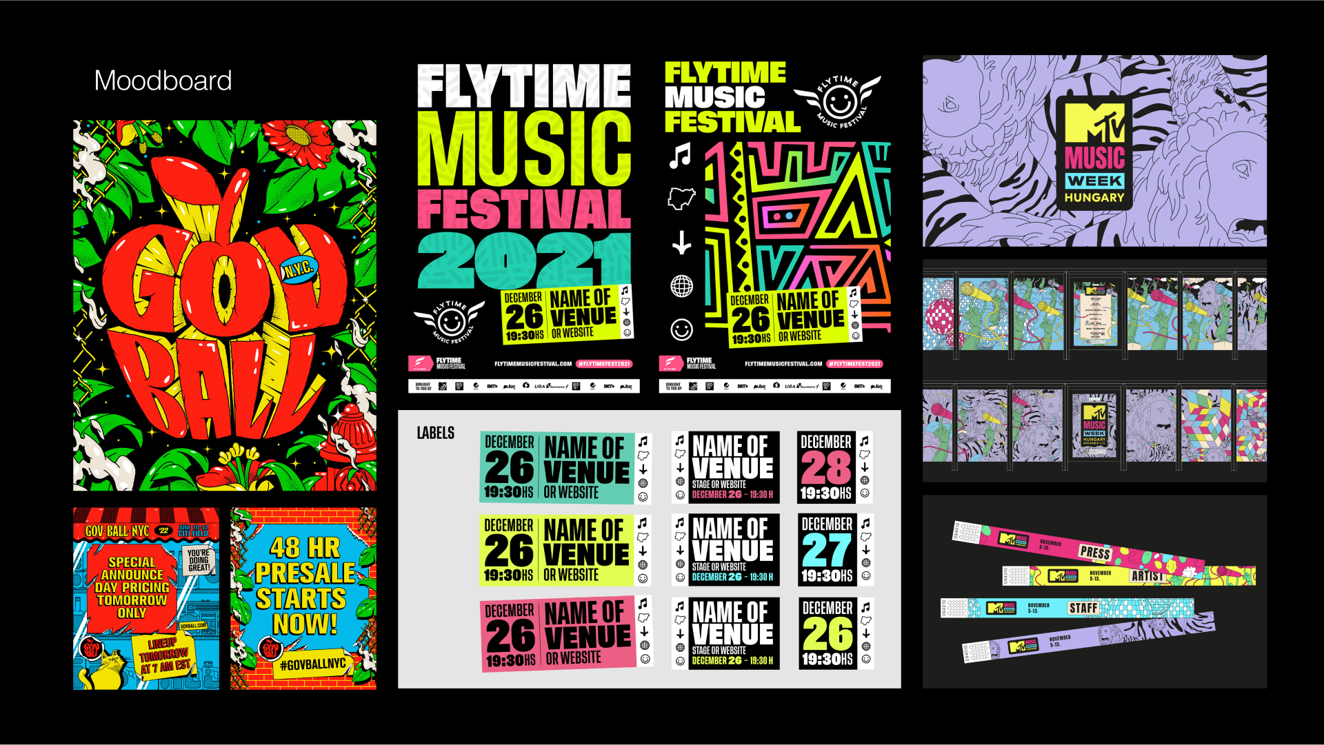 Visual design inspiration: neon colors and bold shapes, like Gov Ball!