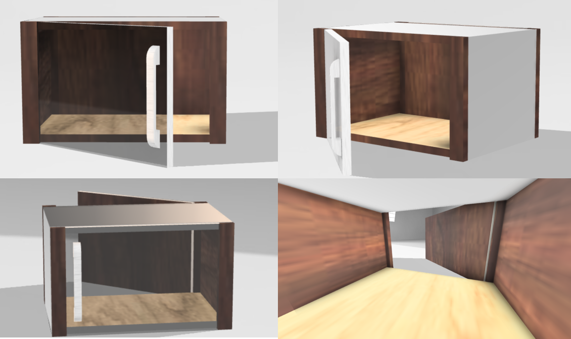 A blender render of the locker's two-sided functionality: one for festival-goers, and one for food workers.